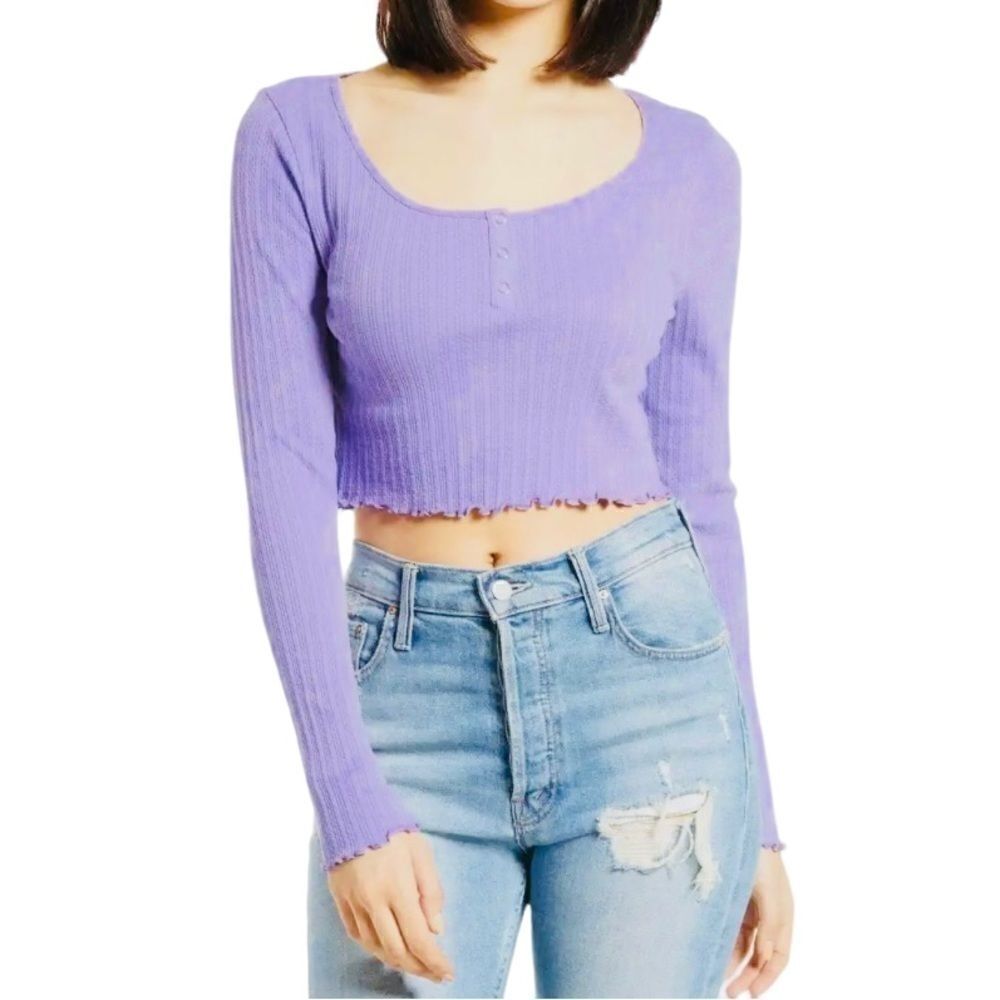 Bp Nordstrom Crop‎ Henley Top In Lavender Women’s size M
